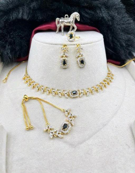 Party Wear Ad diamond Necklace With Bracelet Combo set 2 Wholesale Price In Surat
